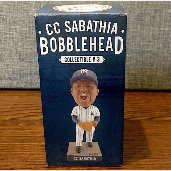 NY YANKEES C C SABATHIA BOBBLEHEAD SGA NIB 7/27/2018 BRAVED RAIN FOR IT! - Picture 12 of 12